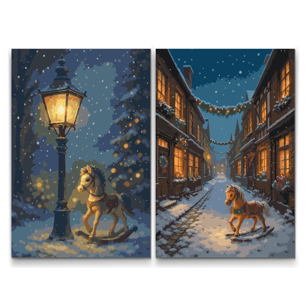 Pintura_por_numeros_Caballitos_balancin_juego_de_2_lienzos_M7