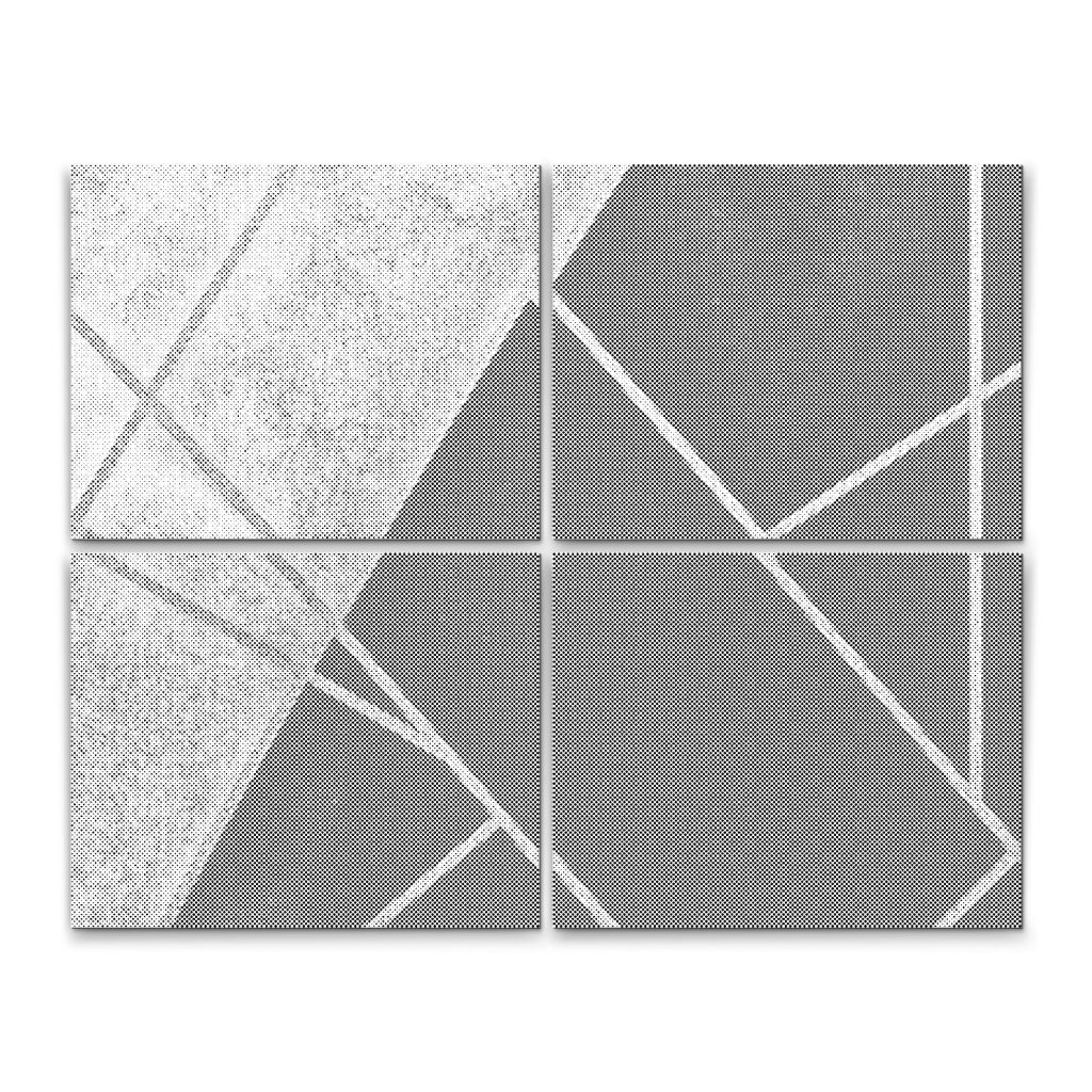 Puntillismo_Marmol_blanco_y_negro_juego_de_4_lienzos_M7