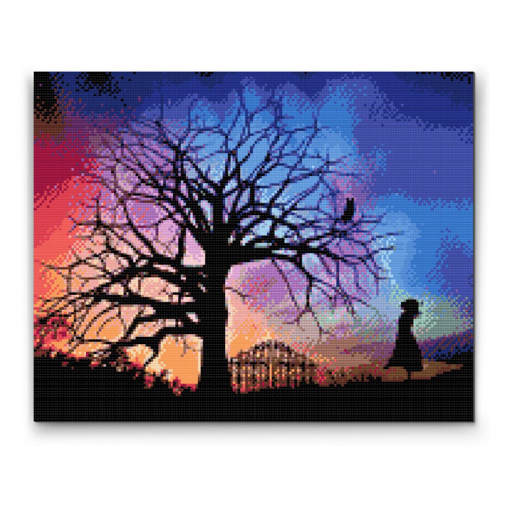 Pintura de diamante - Chica y un cielo nocturno