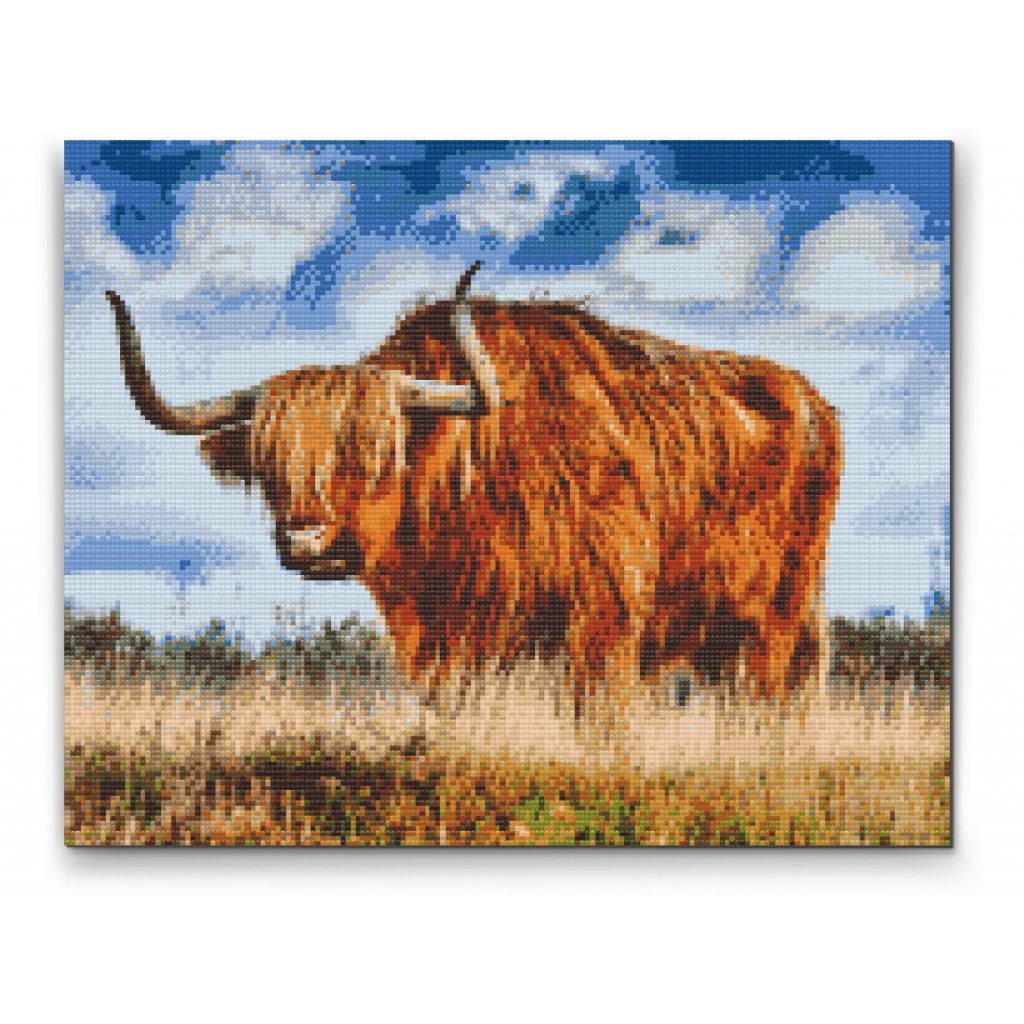 Pintura de diamante - Toro en el pasto