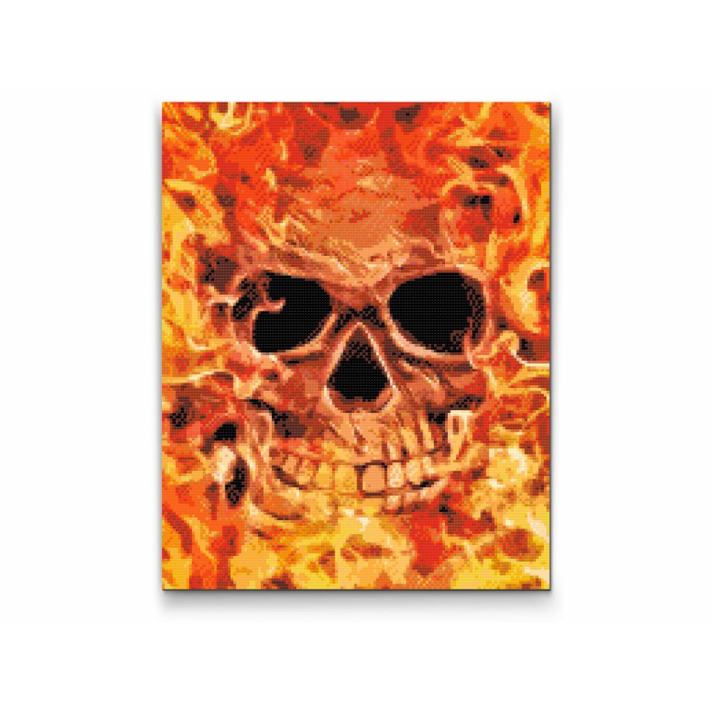 Pintura de diamante - Calavera en llamas