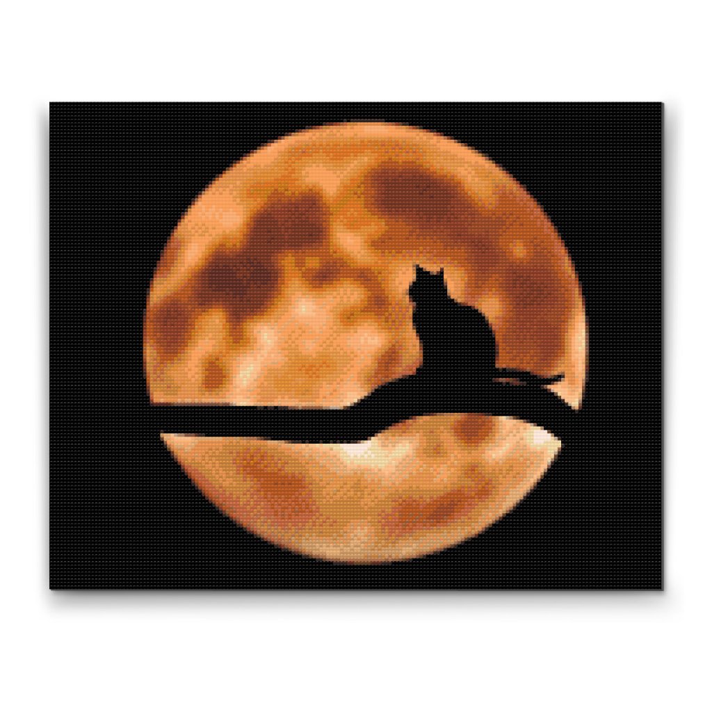 Pintura de diamante - Gato en luna llena