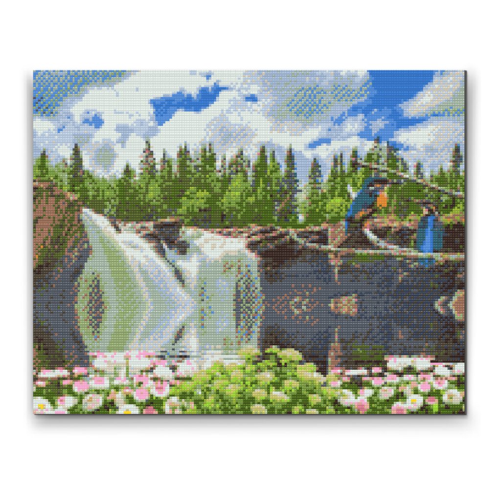 Pintura de diamante - Pájaros en la cascada