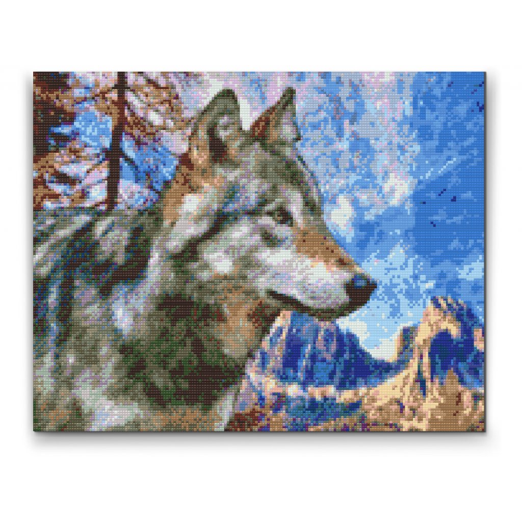 Pintura de diamante - Lobo en las montañas