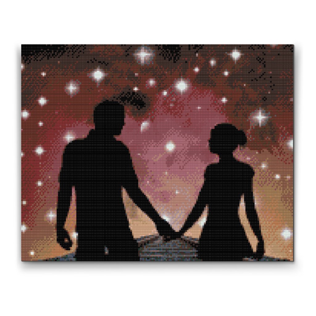 Pintura de diamante - Pareja en los raíles