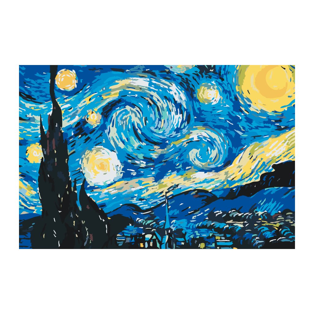 Comparable soltar Cortar Pintura por números - Vincent Van Gogh - La noche estrellada - Pintalotu.es