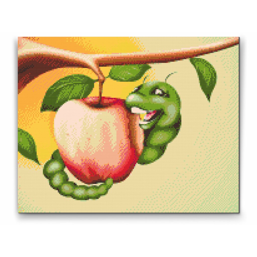 Pintura de diamante - La oruga se come una manzana