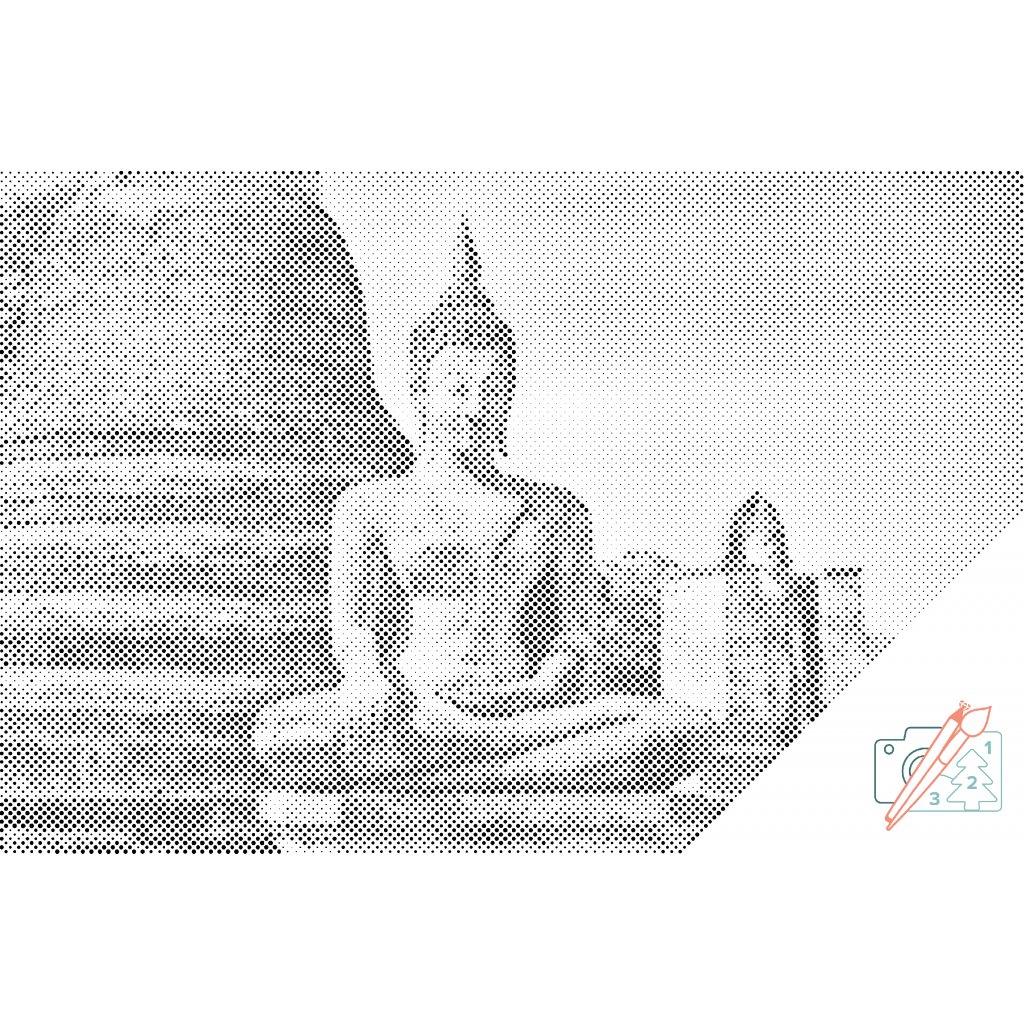 Puntillismo – Estatua de buda