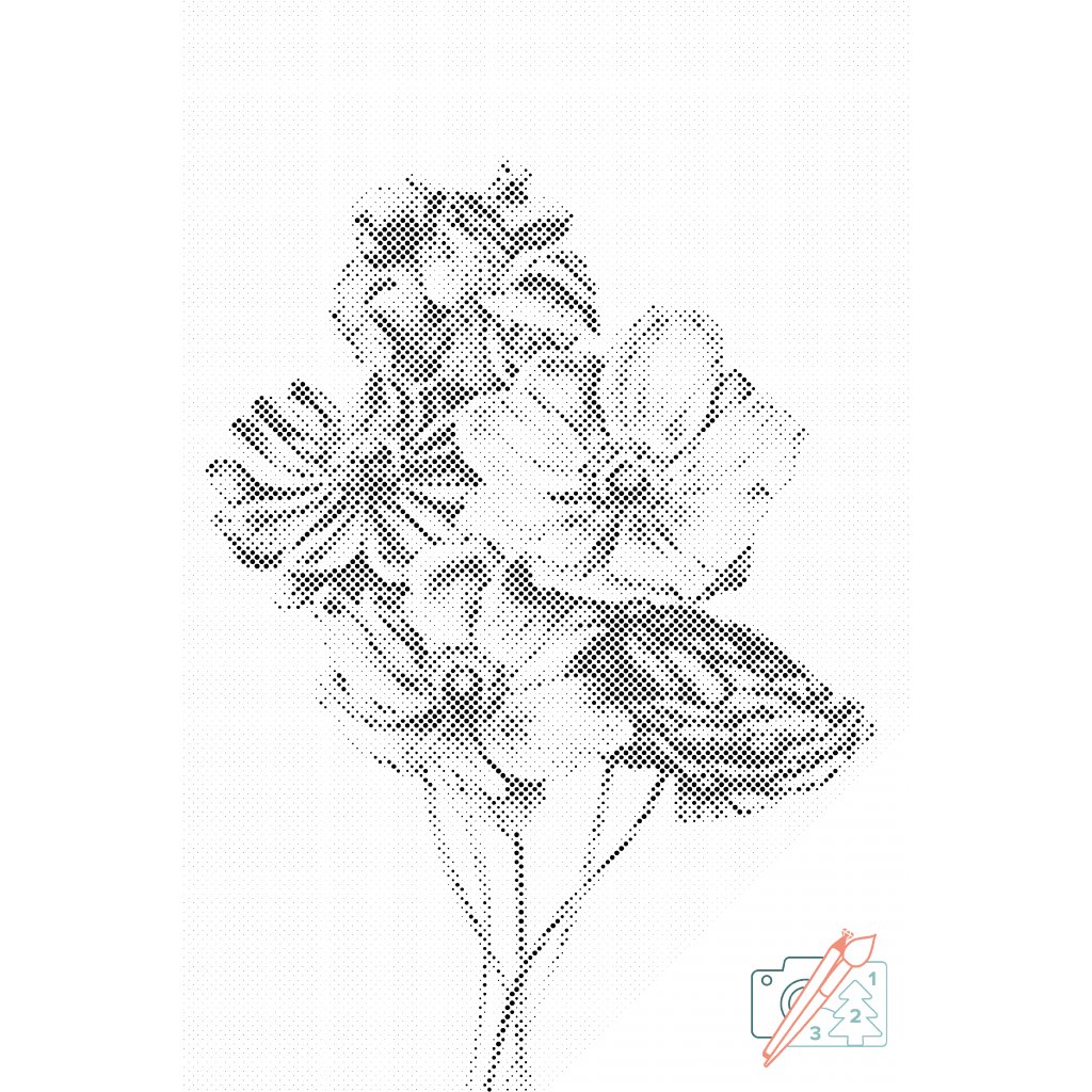 Puntillismo – Ilustración de un ramo