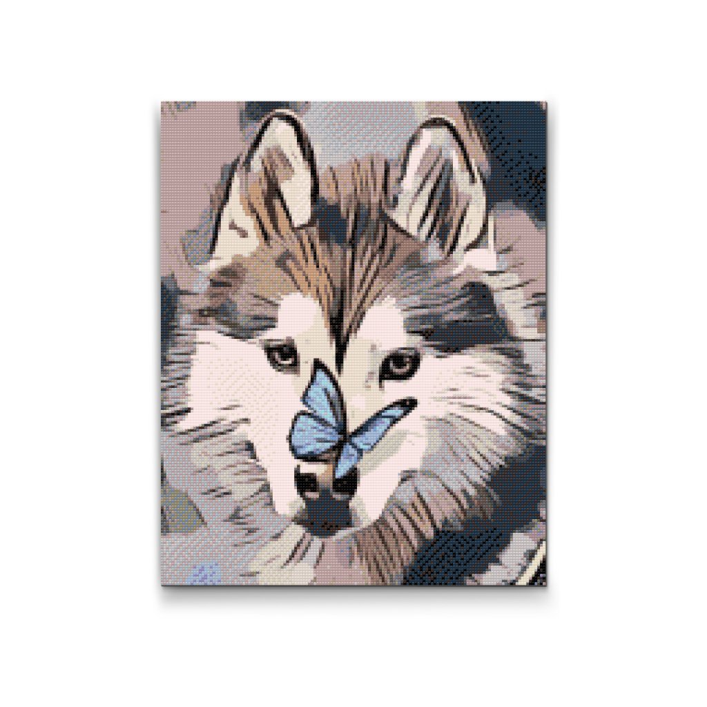 Pintura de diamante - Mariposa y husky