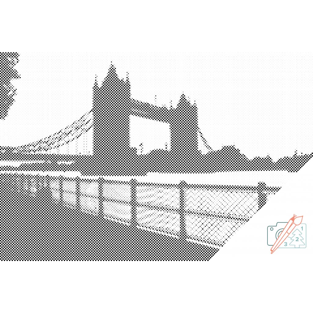 Puntillismo – Puente de Londres en la puesta de sol