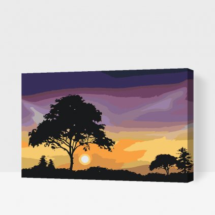 Pintura por números - Naturaleza en la puesta de sol