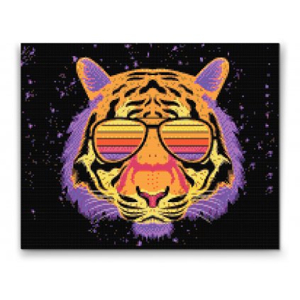 Pintura de diamante - Tigre con gafas
