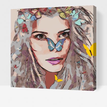 Pintura por números - Chica con las mariposas