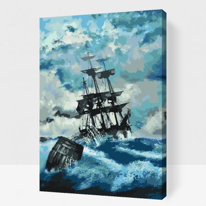 Pintura por números - Barco en una tormenta 3