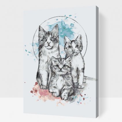 Pintura por números - Tres gatitos