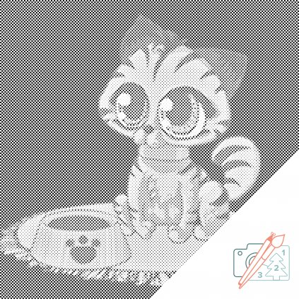 Puntillismo – Gatito con ojos grandes