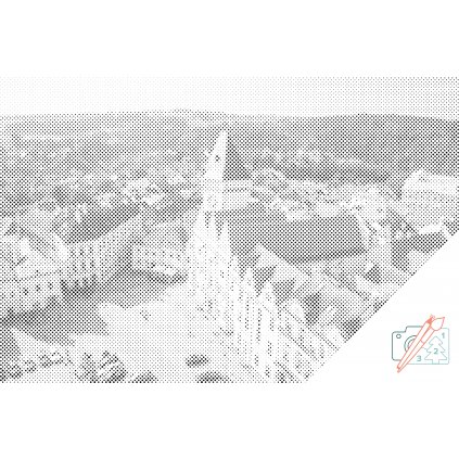 Puntillismo – Vista de la ciudad - Tábor