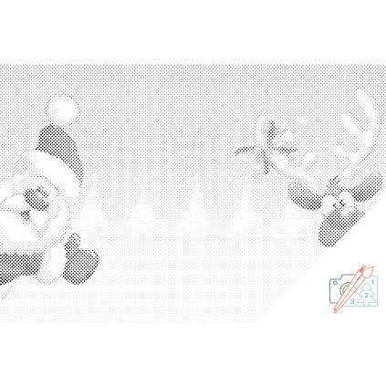Puntillismo – Papá Noel y el reno Rodolfo