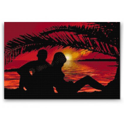 Pintura de diamante - Pareja en la puesta de sol