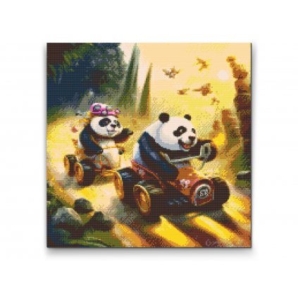 Pintura de diamante - Carrera de pandas