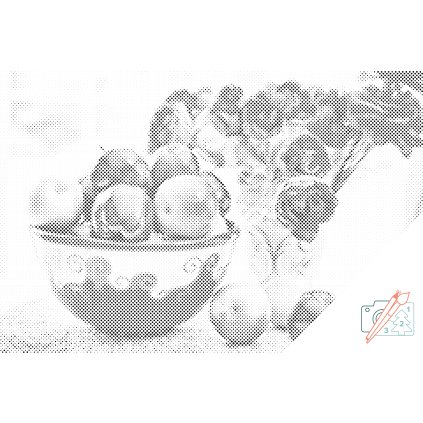 Puntillismo – Manzanas y flores