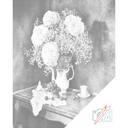 Puntillismo – Ramo de hortensias