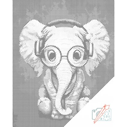 Puntillismo – Elefante con gafas