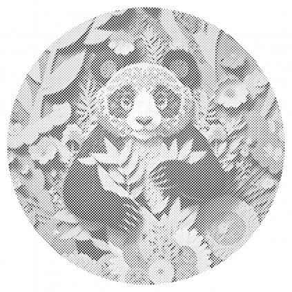 Puntillismo – Oso panda feliz