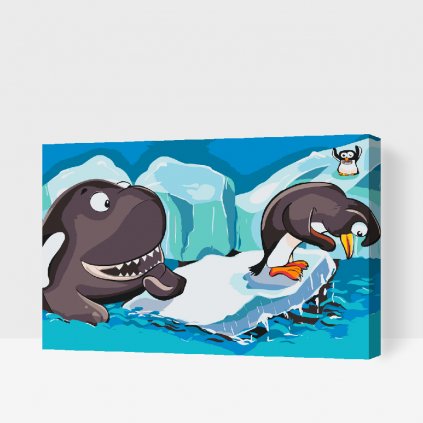 Pintura por números - Pingüinos y ballena