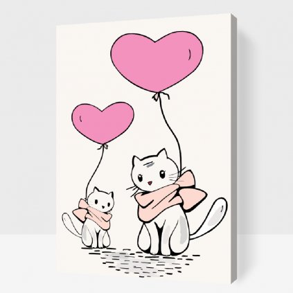 Pintura por números - Gatos con globos