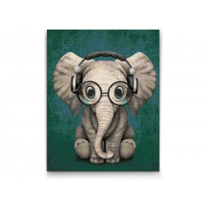 Pintura de diamante - Elefante con gafas