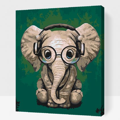 Pintura por números - Elefante con gafas