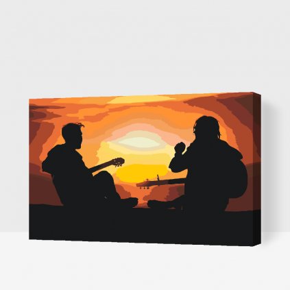 Pintura por números - Guitarrista en la puesta de sol