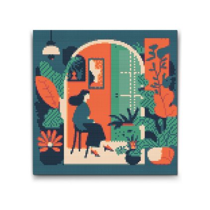 M2_Pintura_con_diamantes_-_Ilustración_-_Mujer_en_el_apartamento