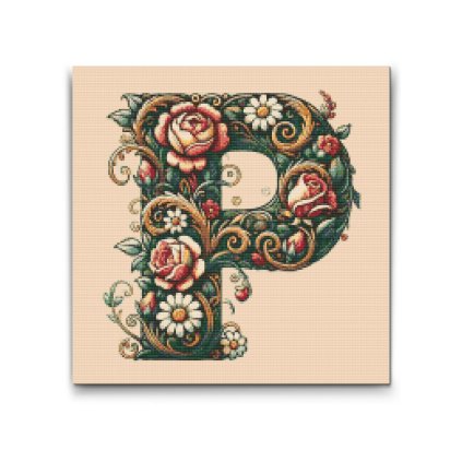 M2_Pintura_con_diamantes_-_Letra_P_-_Patrón_floral