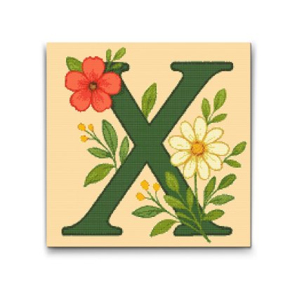 M2_Pintura_con_diamantes_-_Letra_X_-_Patrón_floral