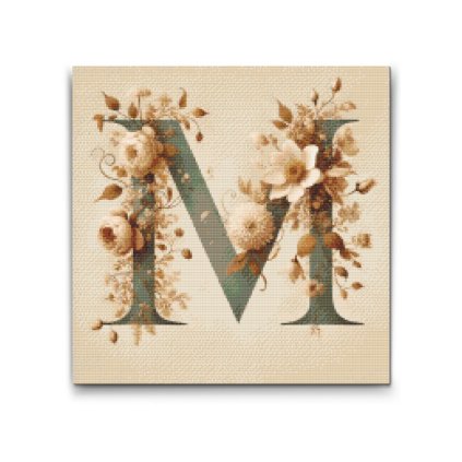 M2_Pintura_con_diamantes_-_Letra_M_-_Patrón_floral