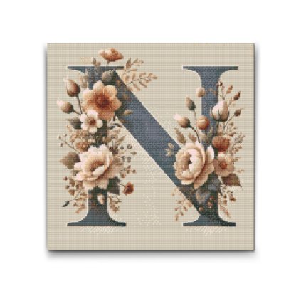 M2_Pintura_con_diamantes_-_Letra_N_-_Patrón_floral