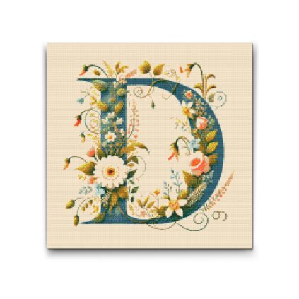 M2_Pintura_con_diamantes_-_Letra_D_-_Patrón_floral