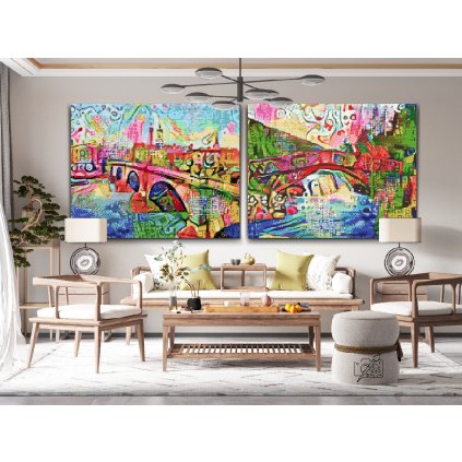 Pintura de diamante - Puente colorido (juego de 2)