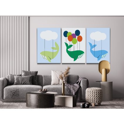 Pintura por números - Ballenas (juego de 3 piezas)