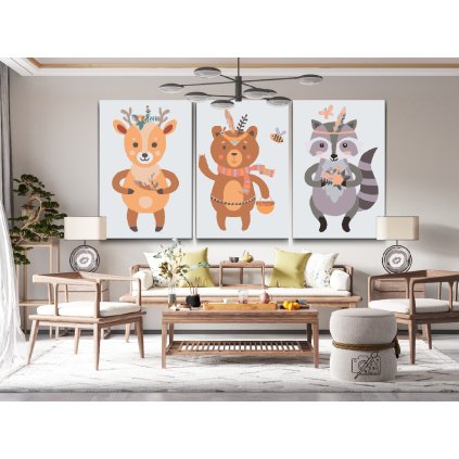 Pintura por números - Animales de estilo boho (juego de 3 piezas)