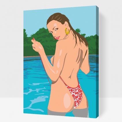 Pintura por números - Mujer en una piscina
