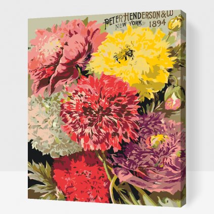 Pintura por números - Flores coloridas retro