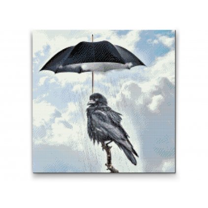 Pintura de diamante - Cuervo bajo un paraguas