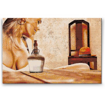 Pintura de diamante - Mujer con botella