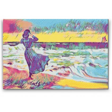 Pintura de diamante - Mujer en la playa