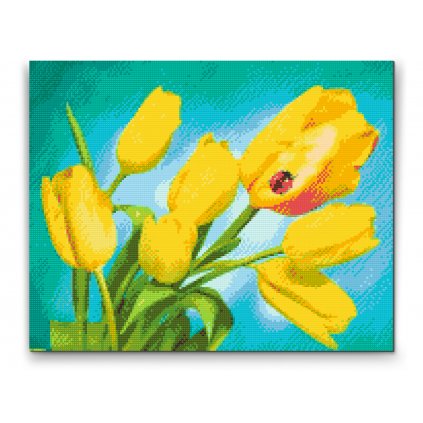 Pintura de diamante - Tulipanes y mariquita