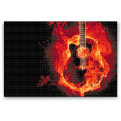 Pintura de diamante - Guitarra ardiendo
